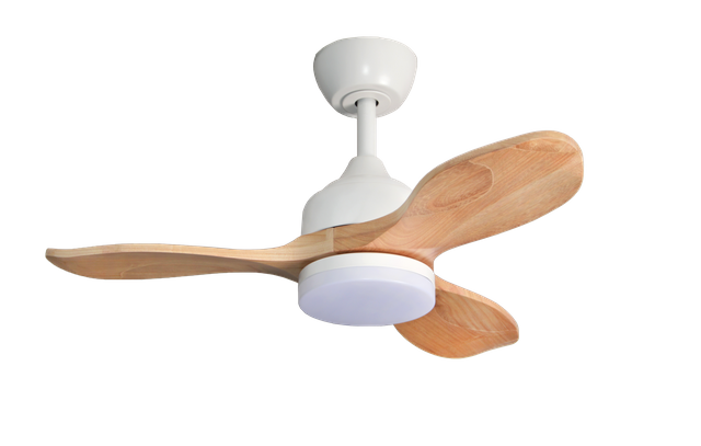 DRL34-3A434 3solidwood Blades Remote Contol DC Soild Wood Ceiling Fan with Dimmable Light for Dining Room